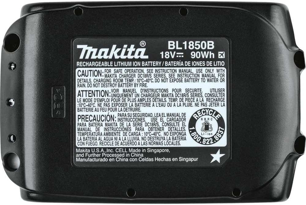 Makita BL1850B - Detail eines im 2er-Set enthaltenen 18-V-5,0-Ah-Akkus, Ansicht 4
