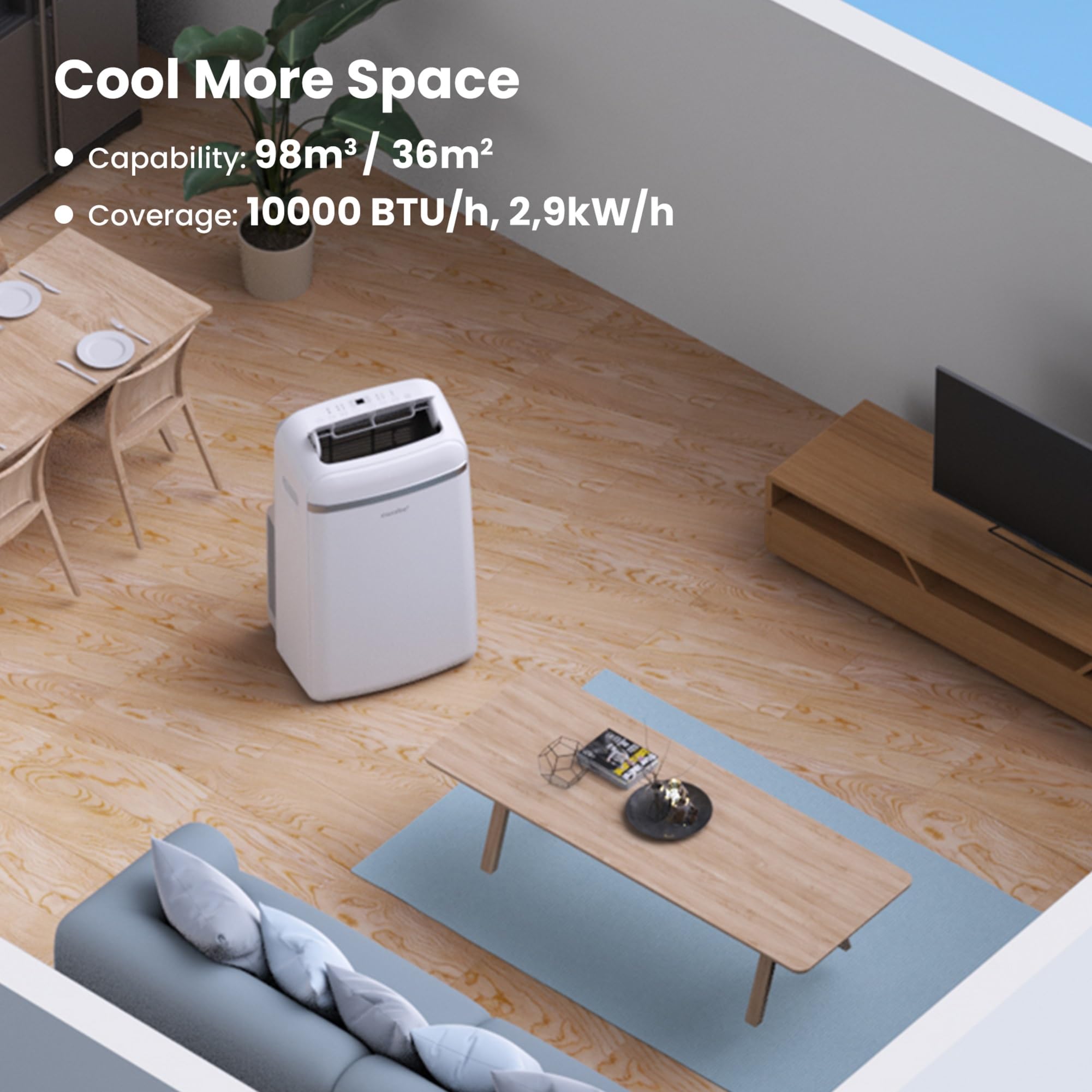 Comfee Mobiles Klimagerät Breezy Cool Pro 2.6,9000 BTU 2,6kW