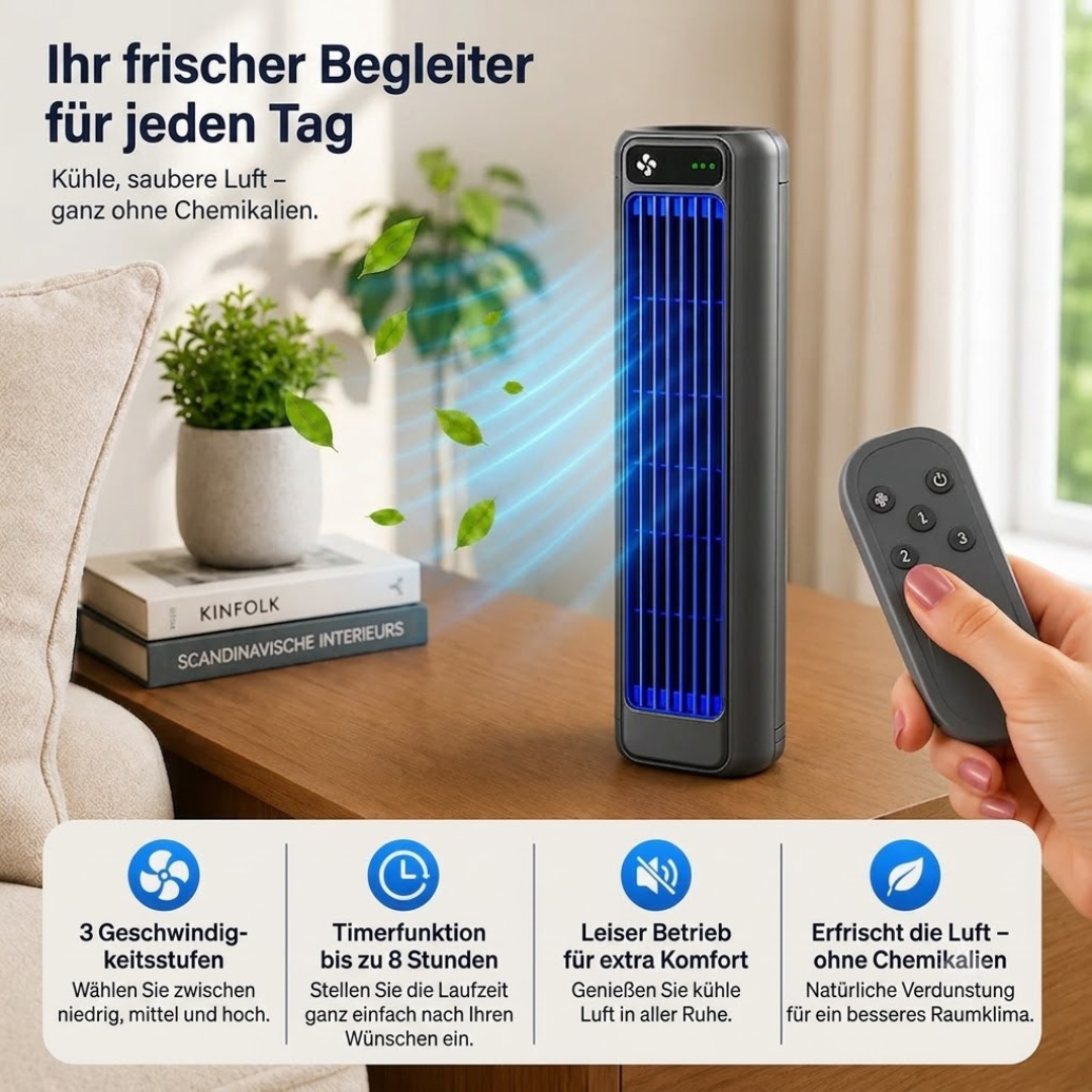 Smarter Tischkühler | Mobiler USB-Luftkühler mit Akku