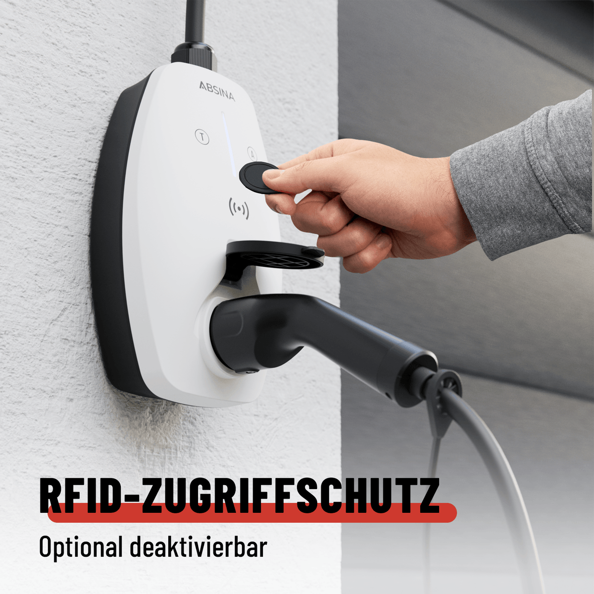 ABSINA mobile Wallbox 11 kW mit App und RFID – CEE 16 A, 301018 – RFID-Zugangskontrolle