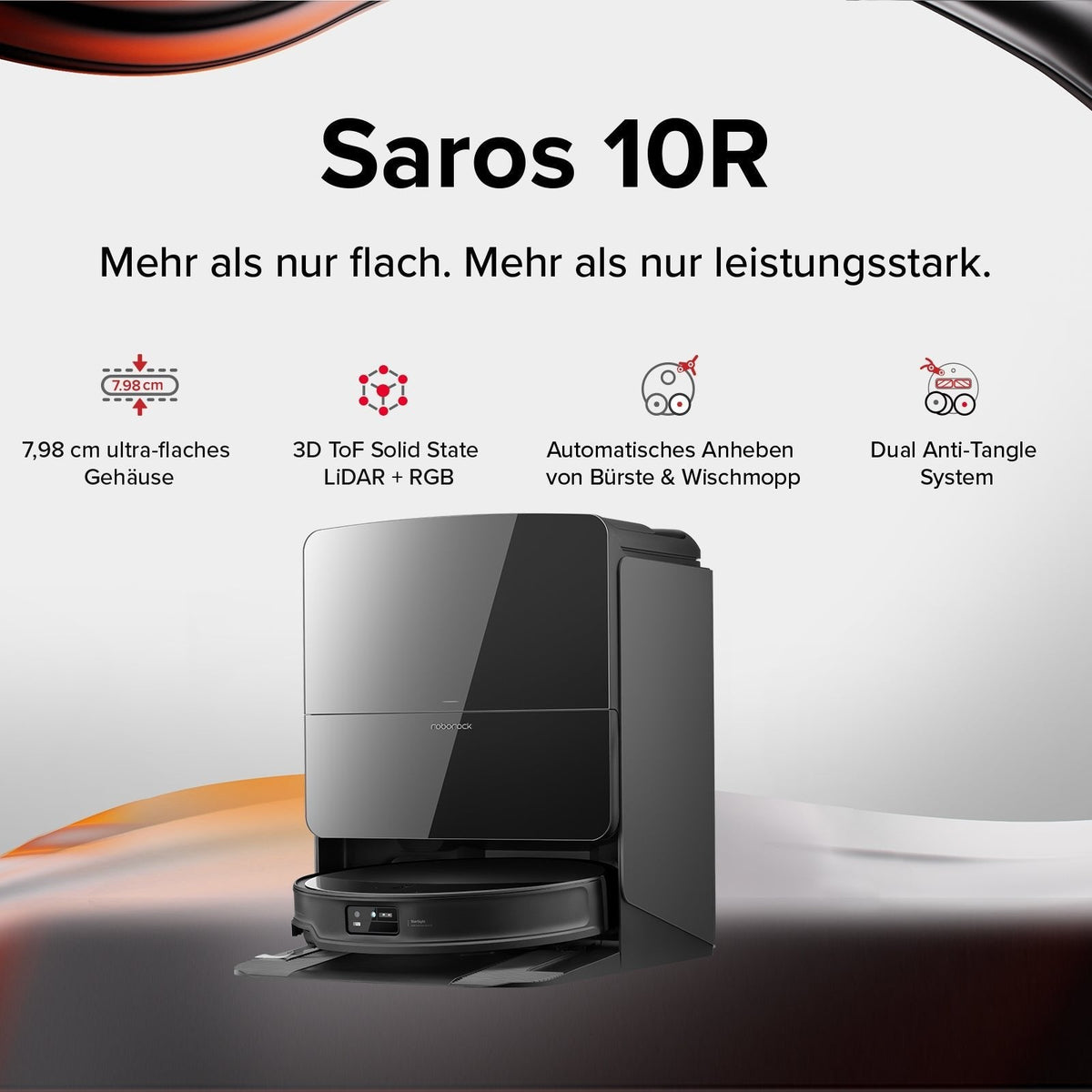 Roborock Saros 10R Saug- und Wischroboter mit Station – Schwarz – Produktdetail 3