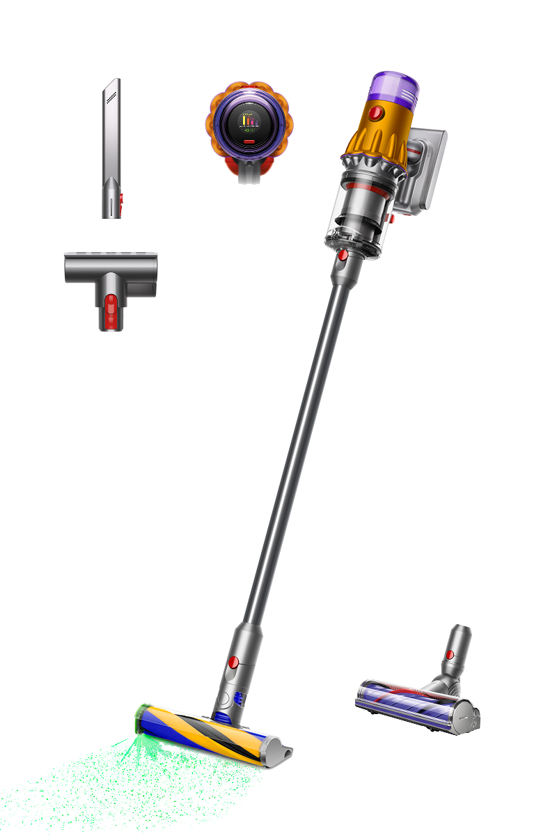Dyson V12 Detect Slim Absolute Akku-Staubsauger – Gelb/Nickel – Produktansicht