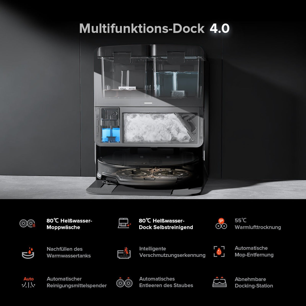 Roborock Saros 10R Saug- und Wischroboter mit Station – Schwarz – Produktdetail 7