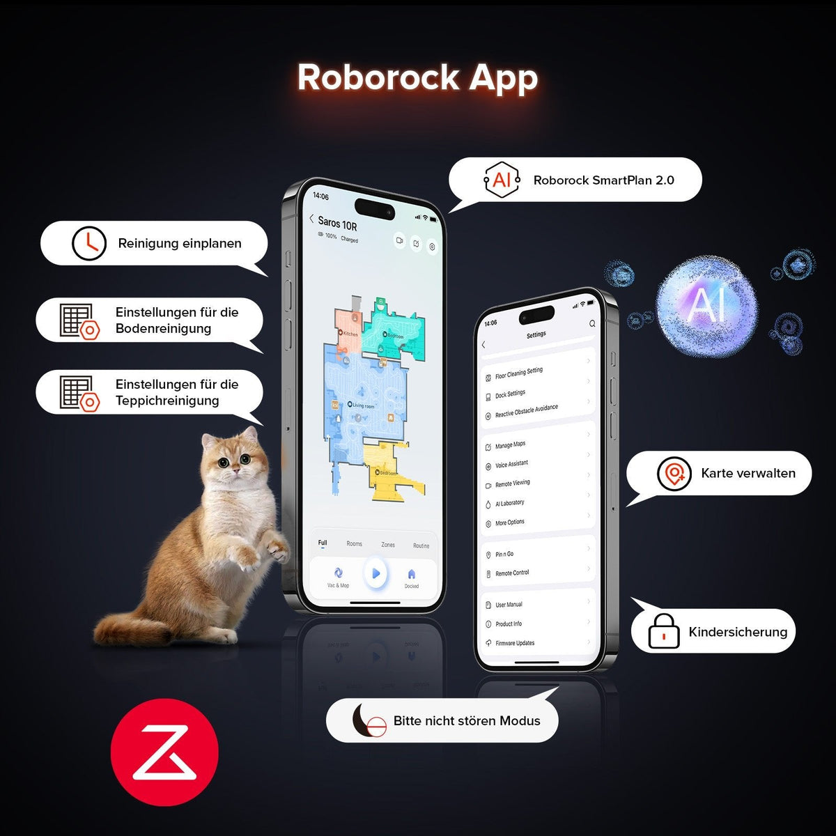Roborock Saros 10R Saug- und Wischroboter mit Station – Schwarz – Produktdetail 8